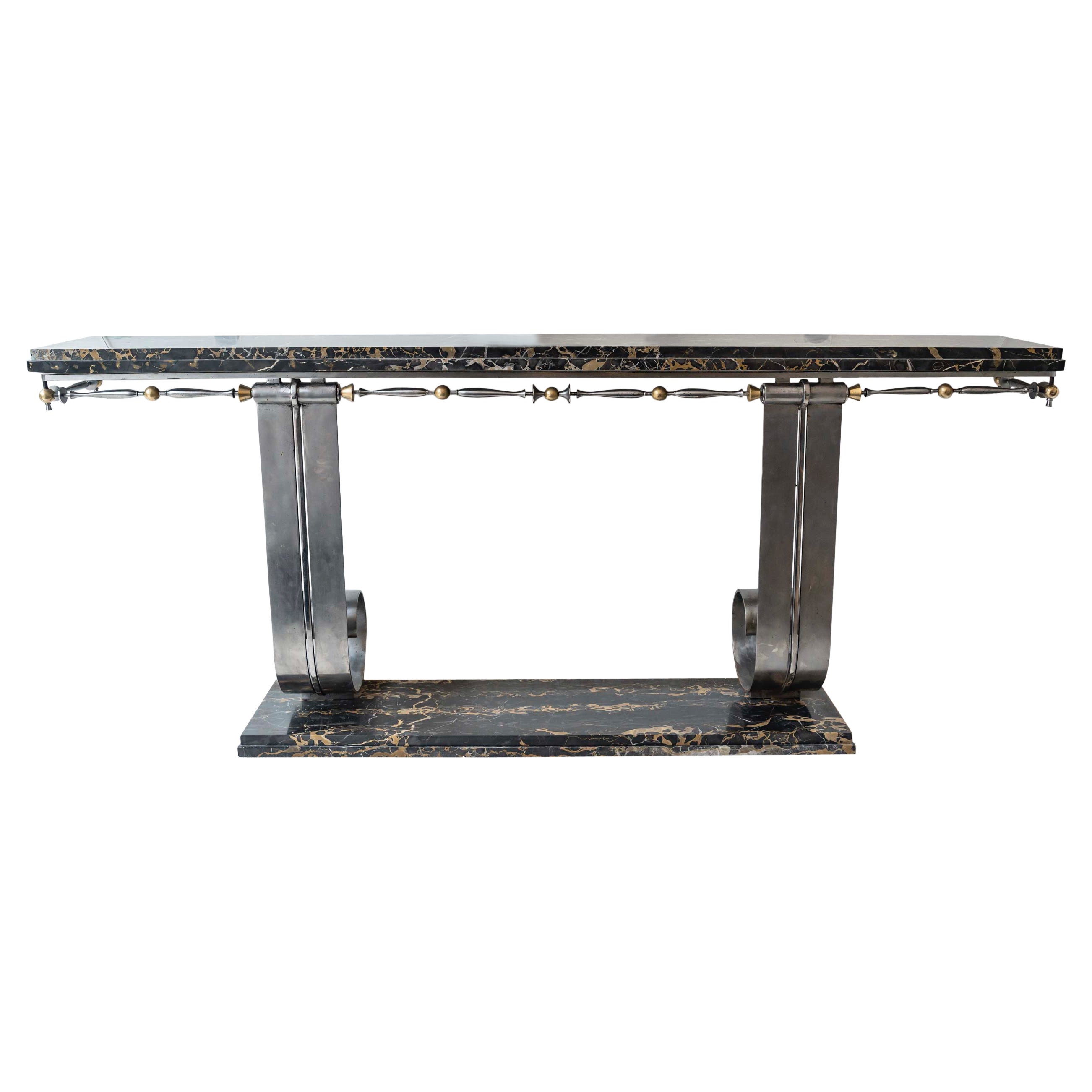 Large Wrought-Iron Art Deco Console, attributed to Raymond Subes, circa 1930