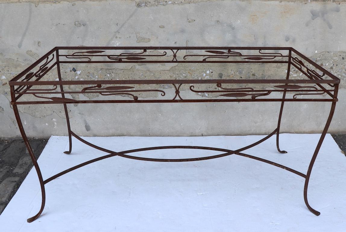20th Century Large Wrought Iron Art Deco Table Attributed to Salterini