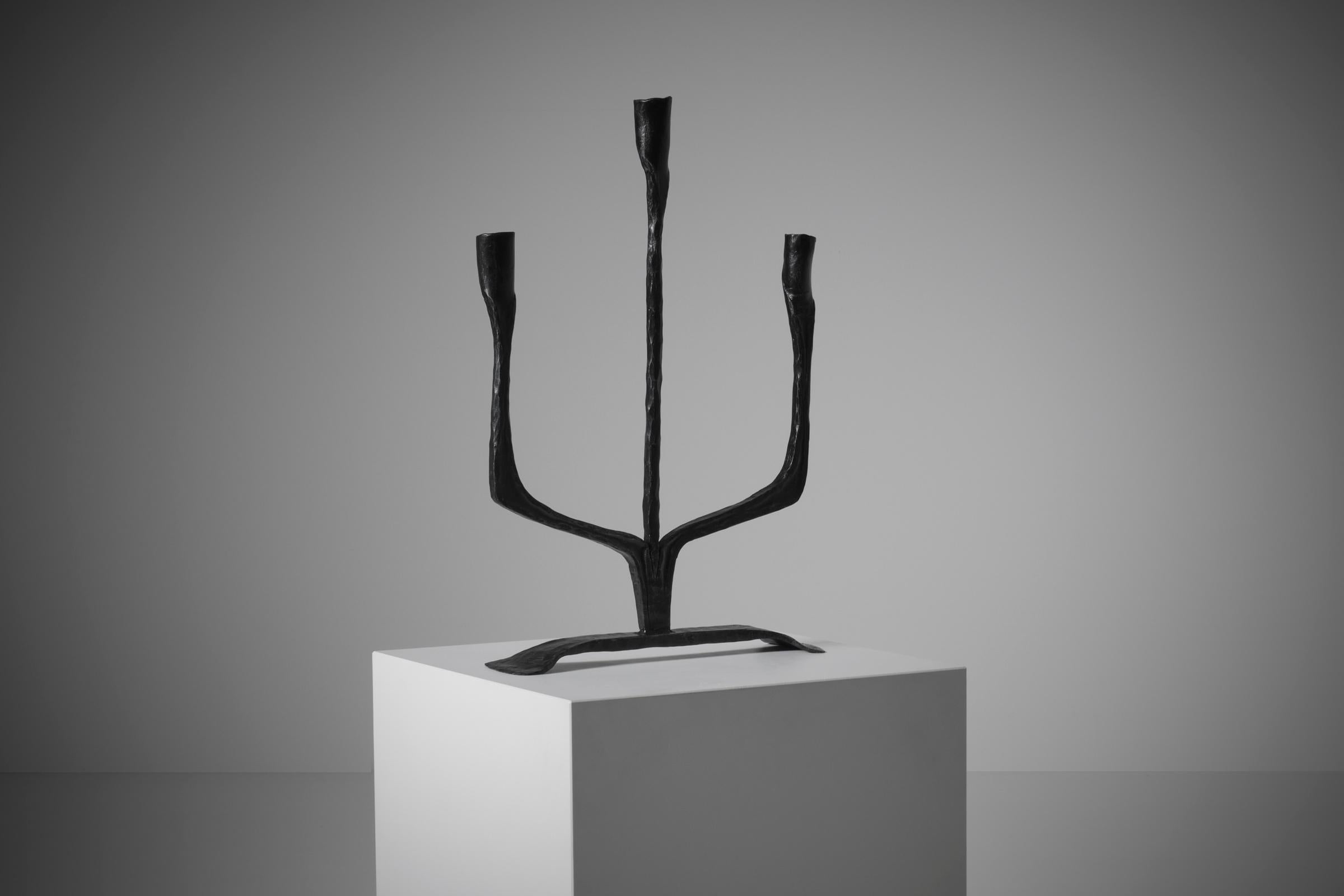 Large Wrought Iron Candle Holder, France, 1940s 2