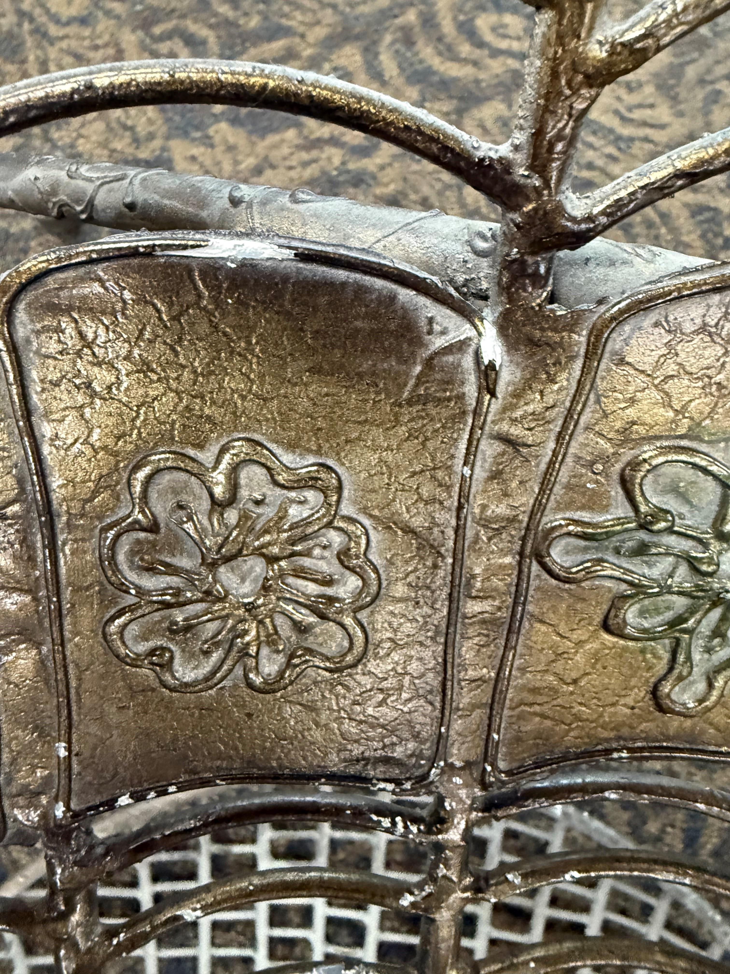 Large Wrought Iron Chair with Peacock Design For Sale 3