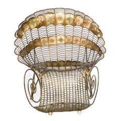 Large Wrought Iron Chair with Peacock Design