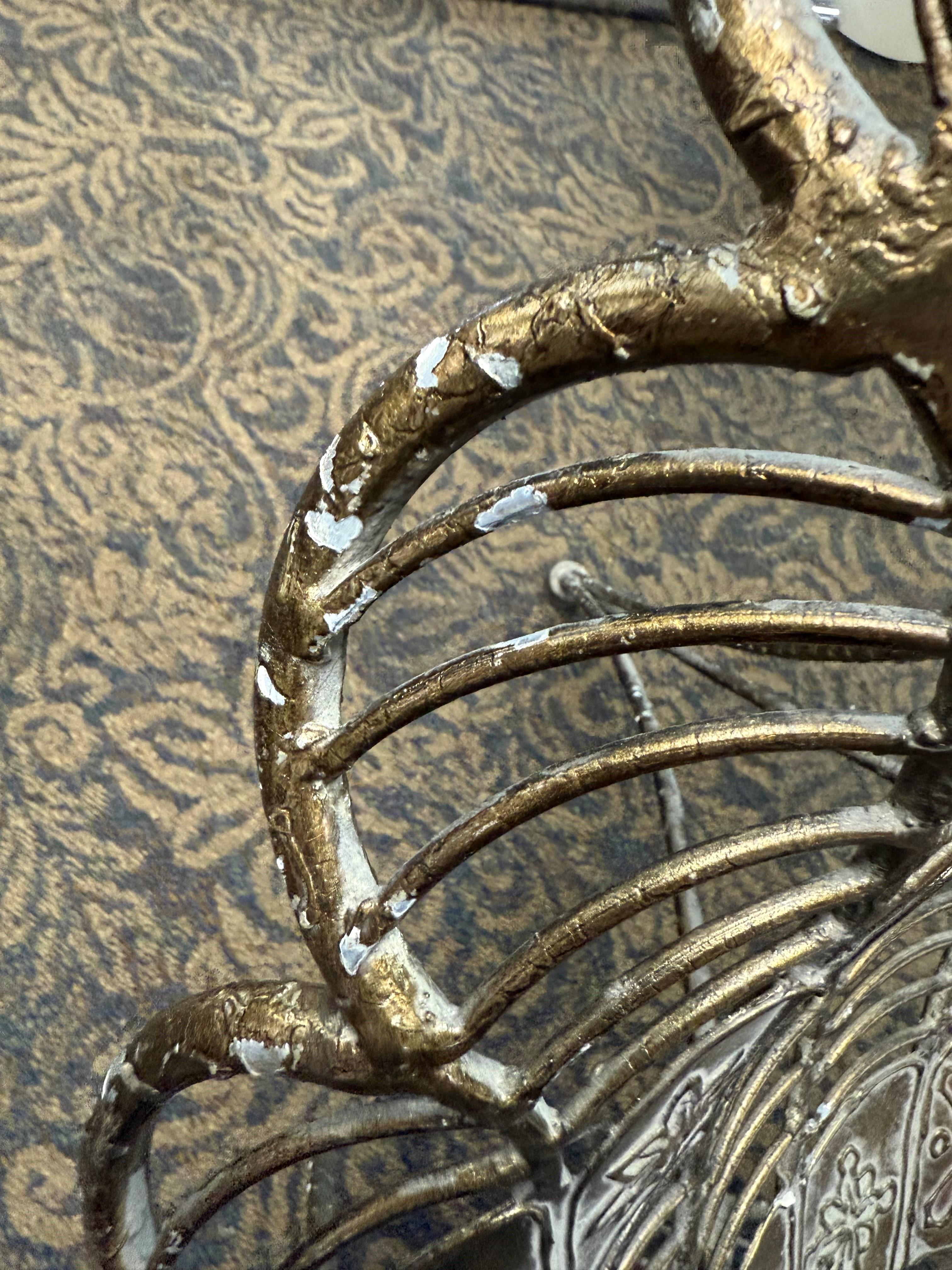 20th Century Large Wrought Iron Chair with Peacock Design For Sale