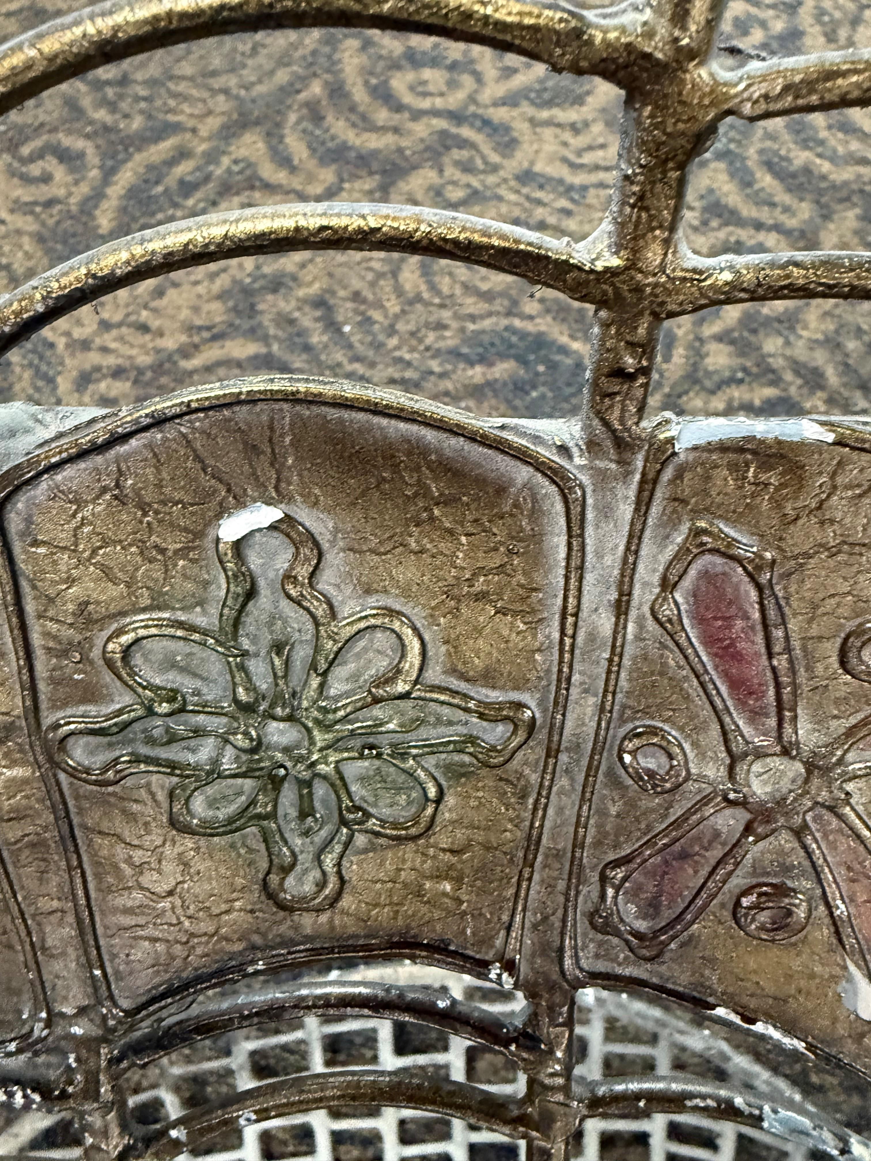 Large Wrought Iron Chair with Peacock Design For Sale 1