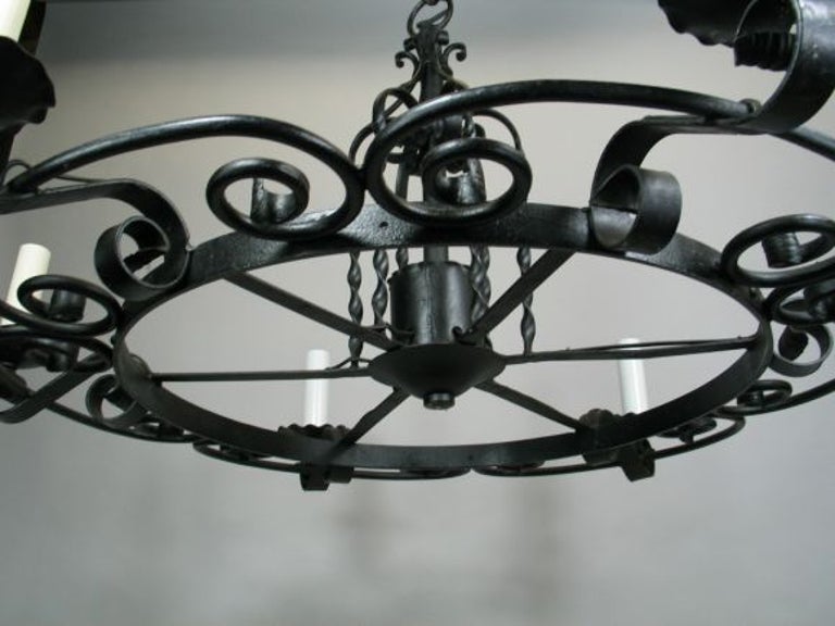 20th Century Large French Wrought Iron Hand Made   Chandelier, circa 1920s For Sale
