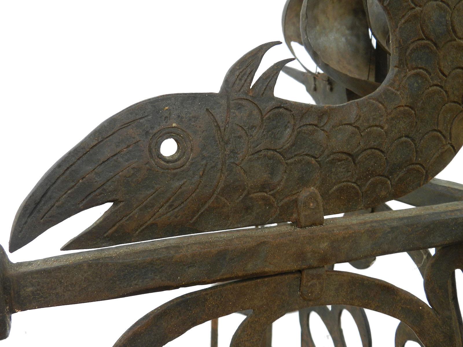 20th Century Large Wrought Iron Chandelier and Sconces manner of Poillerat Galleon Dolphin