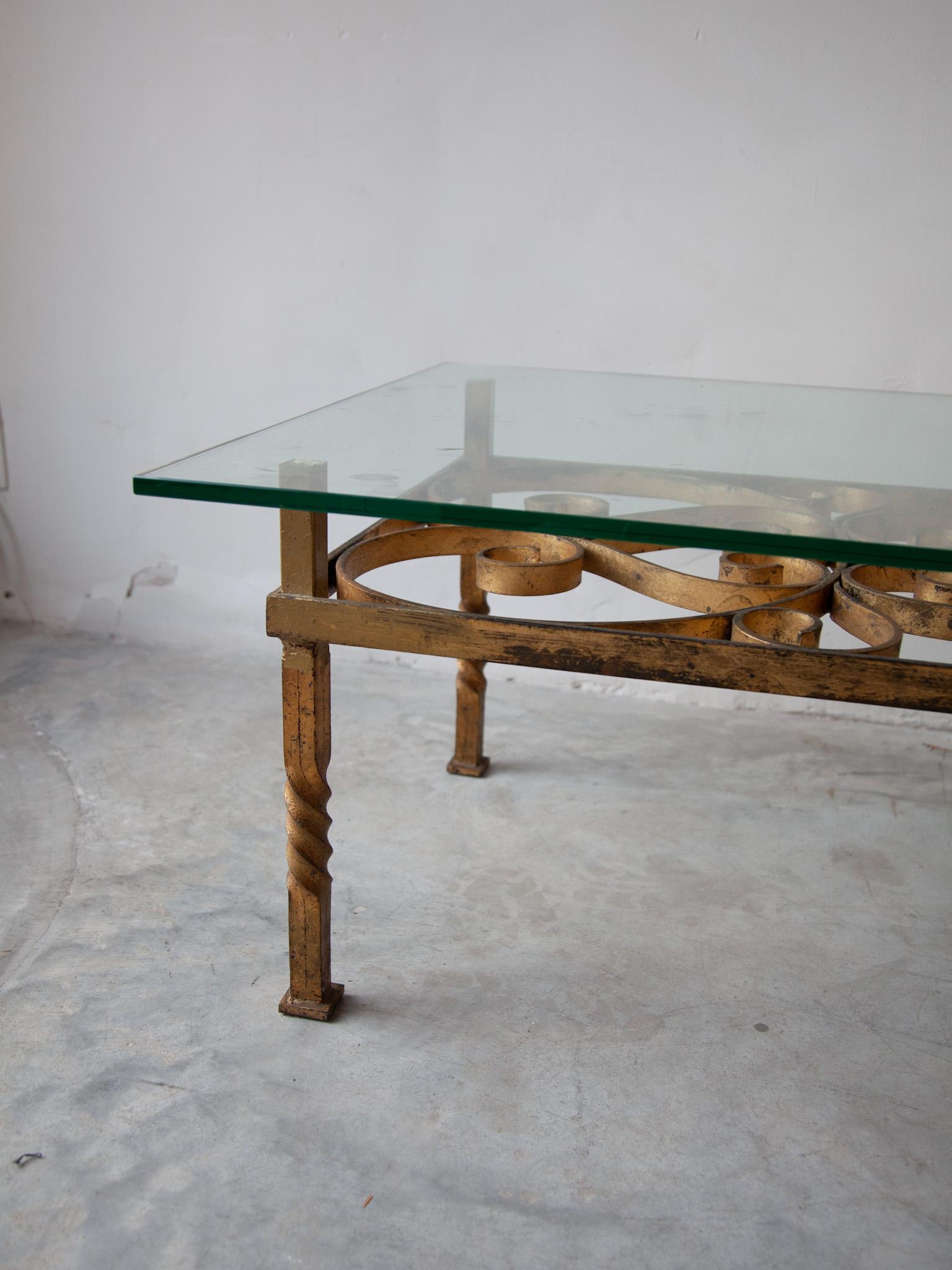 Large Wrought Iron Coffee Table in the Manner of Gilbert Poillerat, France, 1950s In Good Condition For Sale In Antwerp, BE