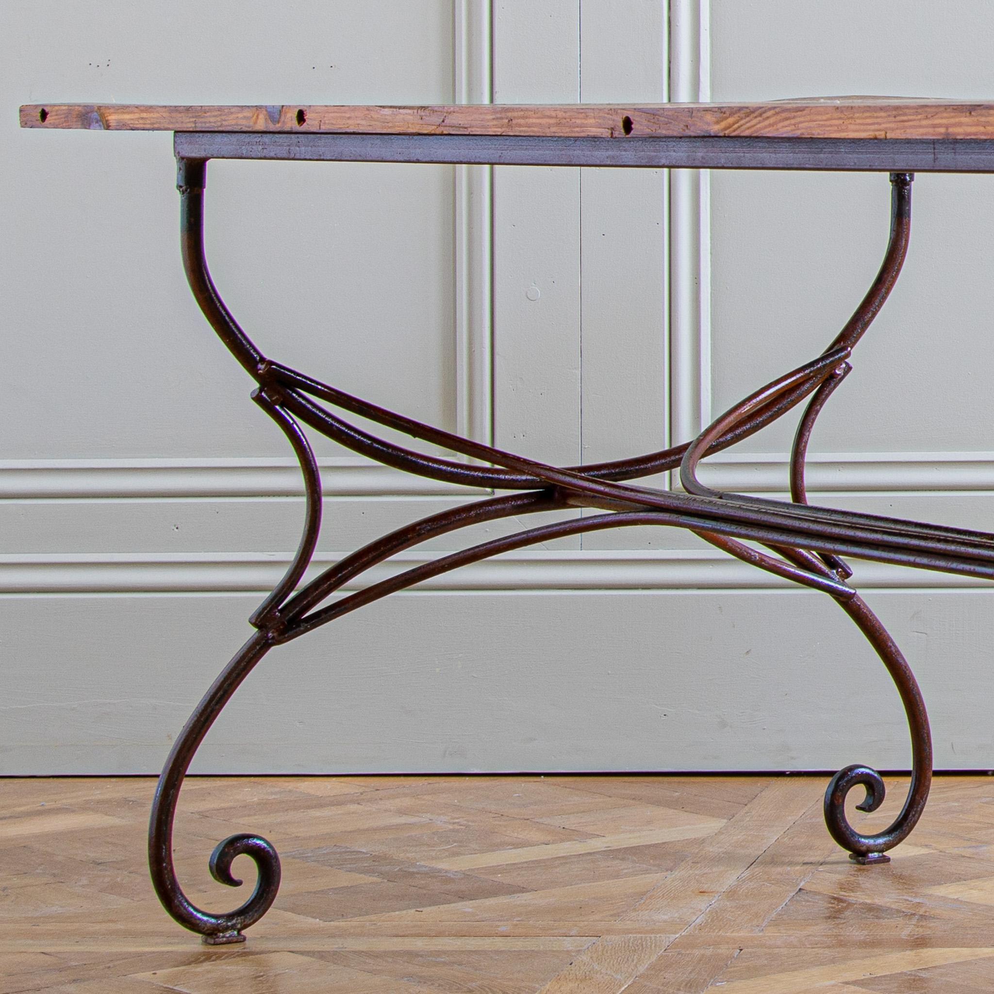 Large French Rustic Wrought Iron Dining Or Garden Table For Sale 6