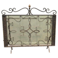 Large Wrought Iron Fire Screen, With Fire Irons This is a very attractive piece