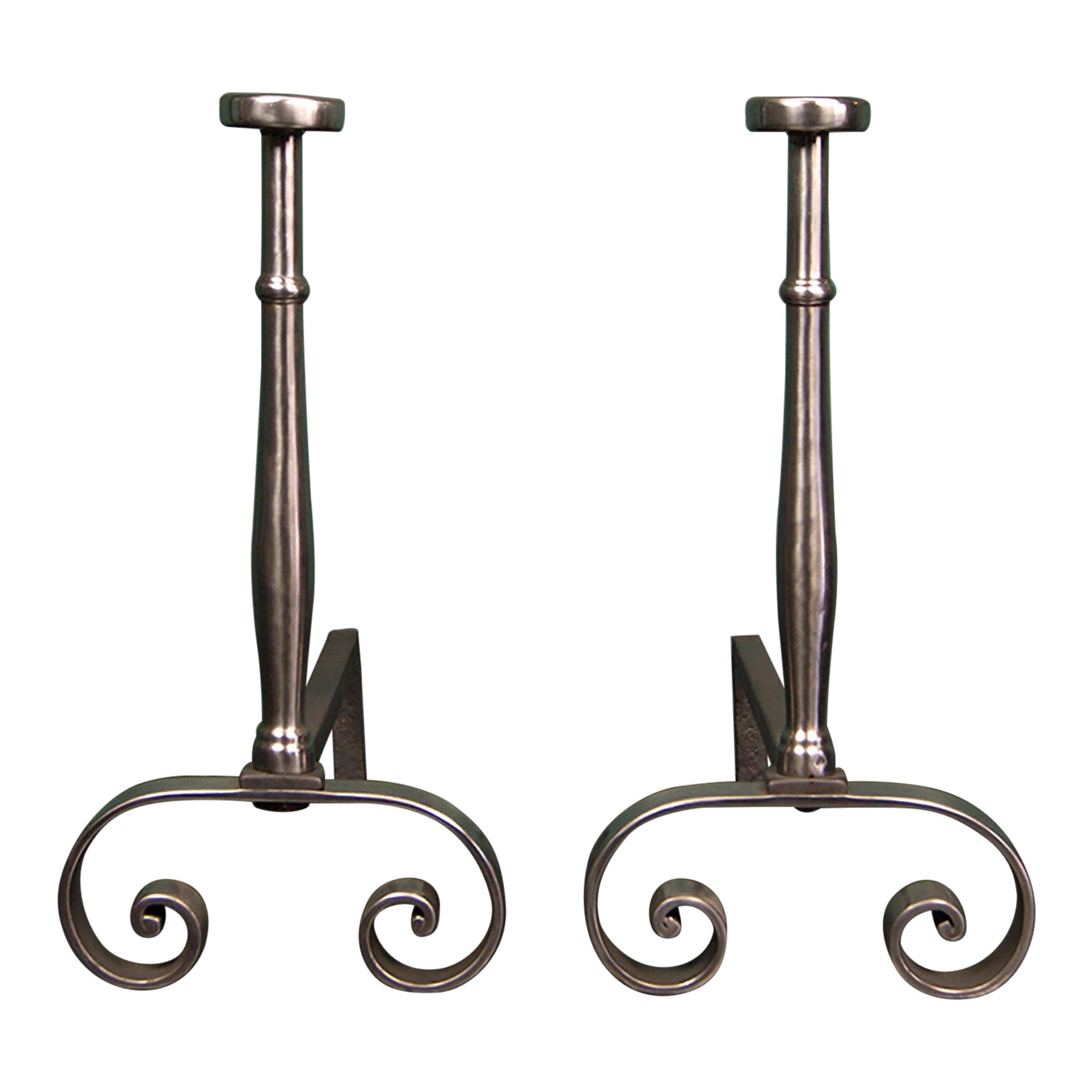 Large Wrought-Iron Fireplace Fire Dogs