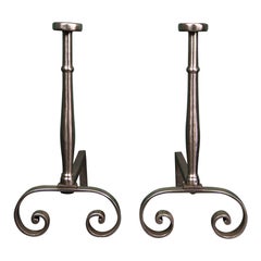 Large Wrought-Iron Fireplace Fire Dogs