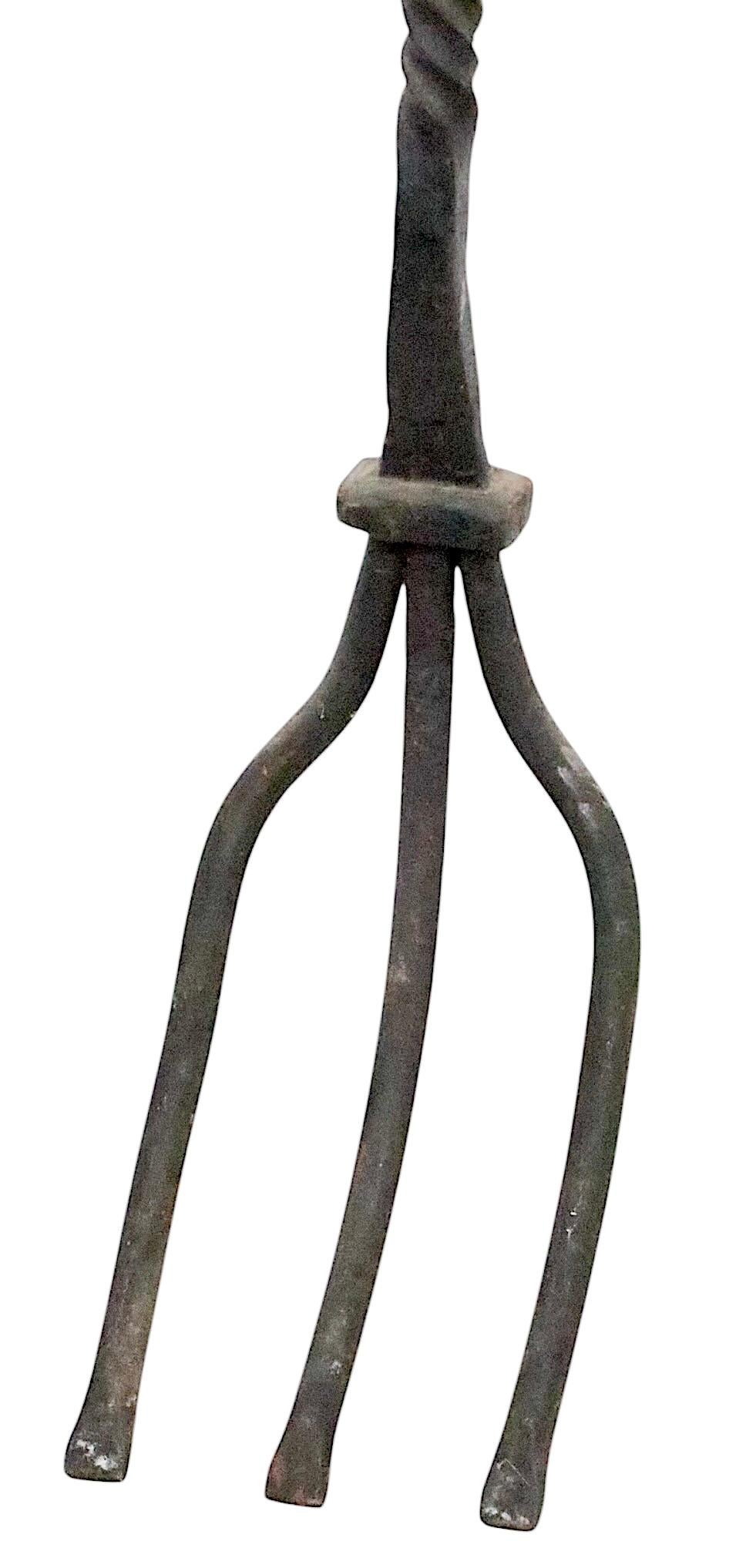 American Large Wrought Iron Fireplace Fork, Poker, Tool c 1900/20's For Sale