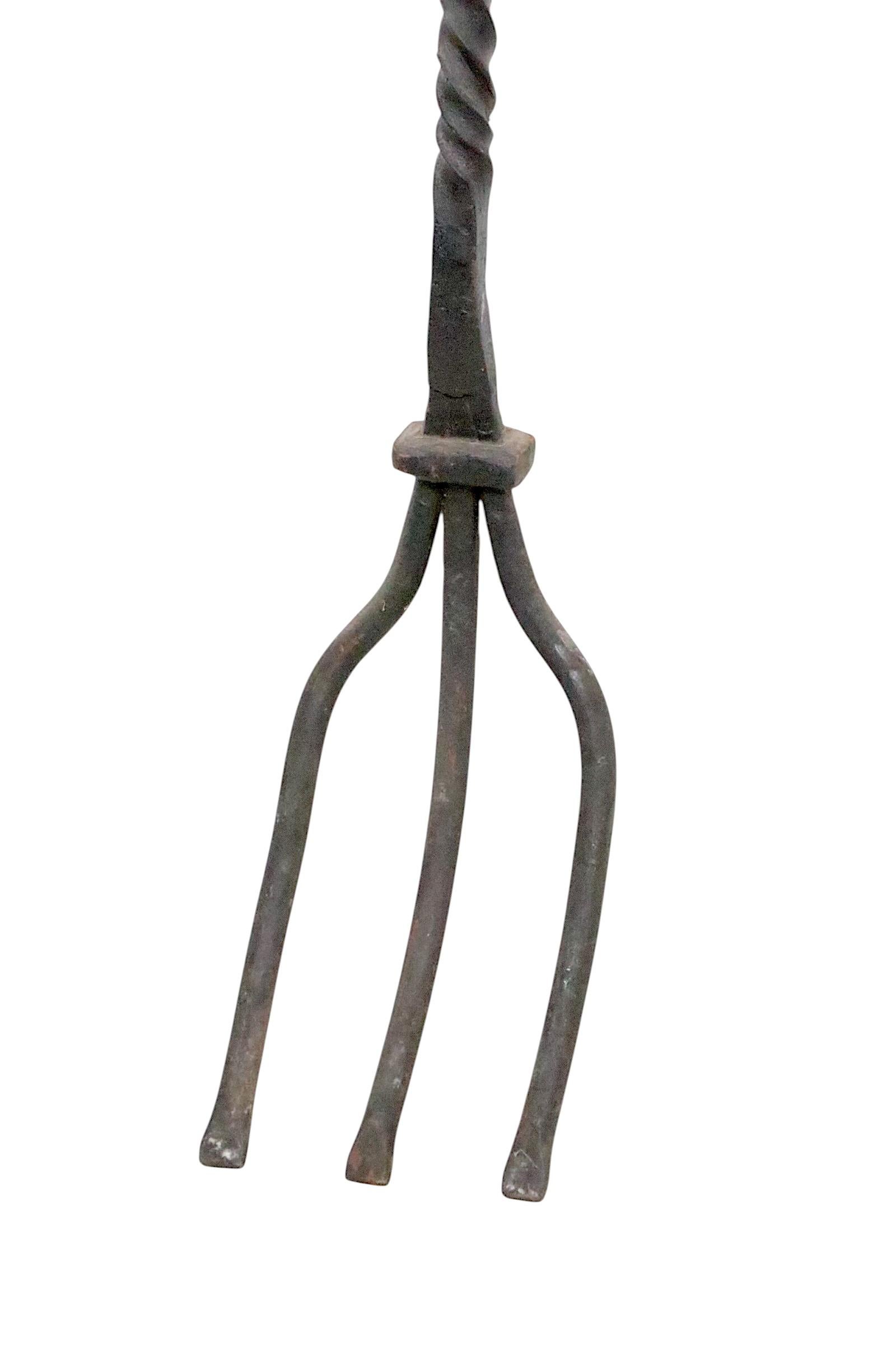 20th Century Large Wrought Iron Fireplace Fork, Poker, Tool c 1900/20's For Sale