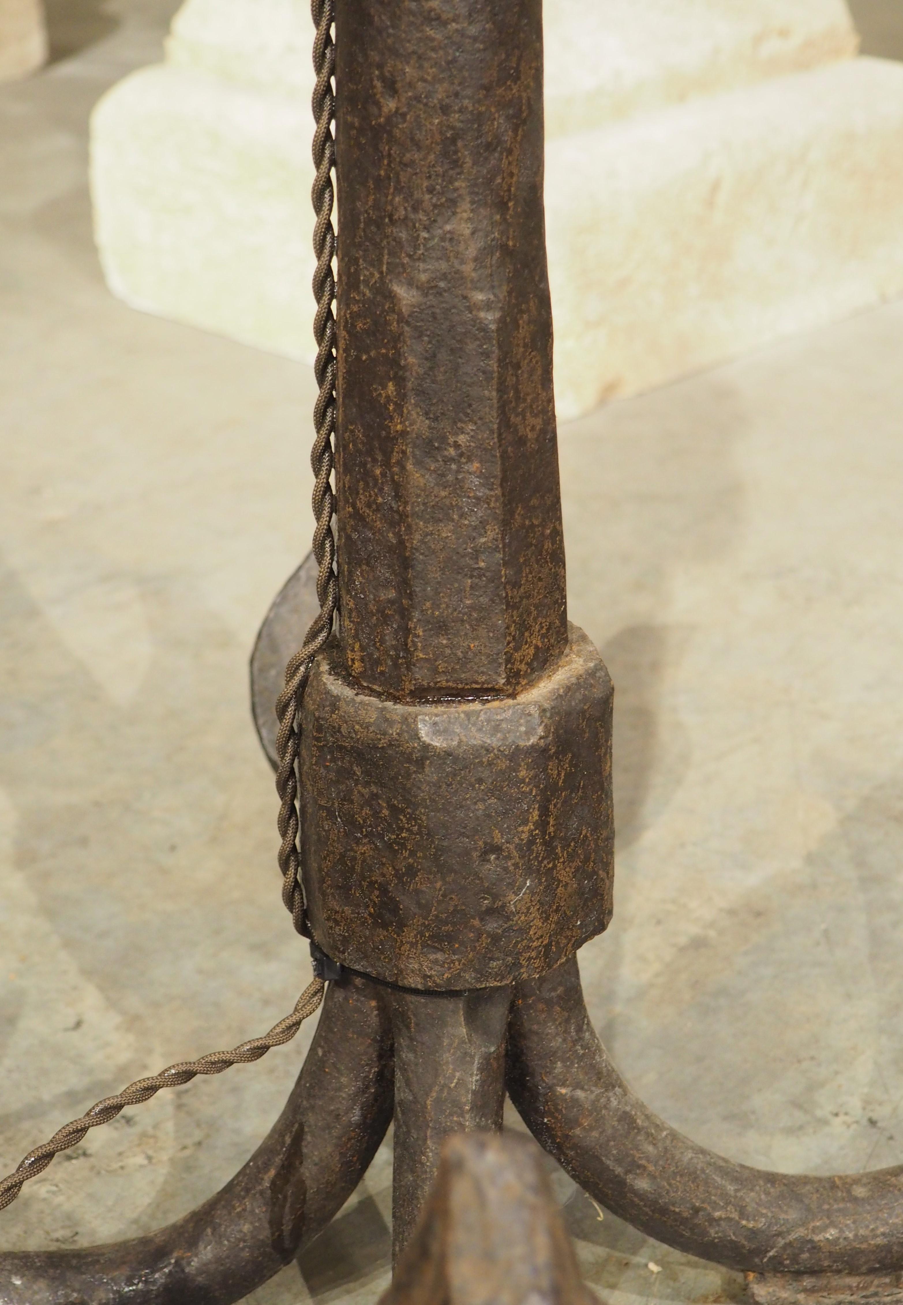 Large Wrought Iron Grapnel Style Boat Anchor Fitted as Lamp, France 19th Century For Sale 7