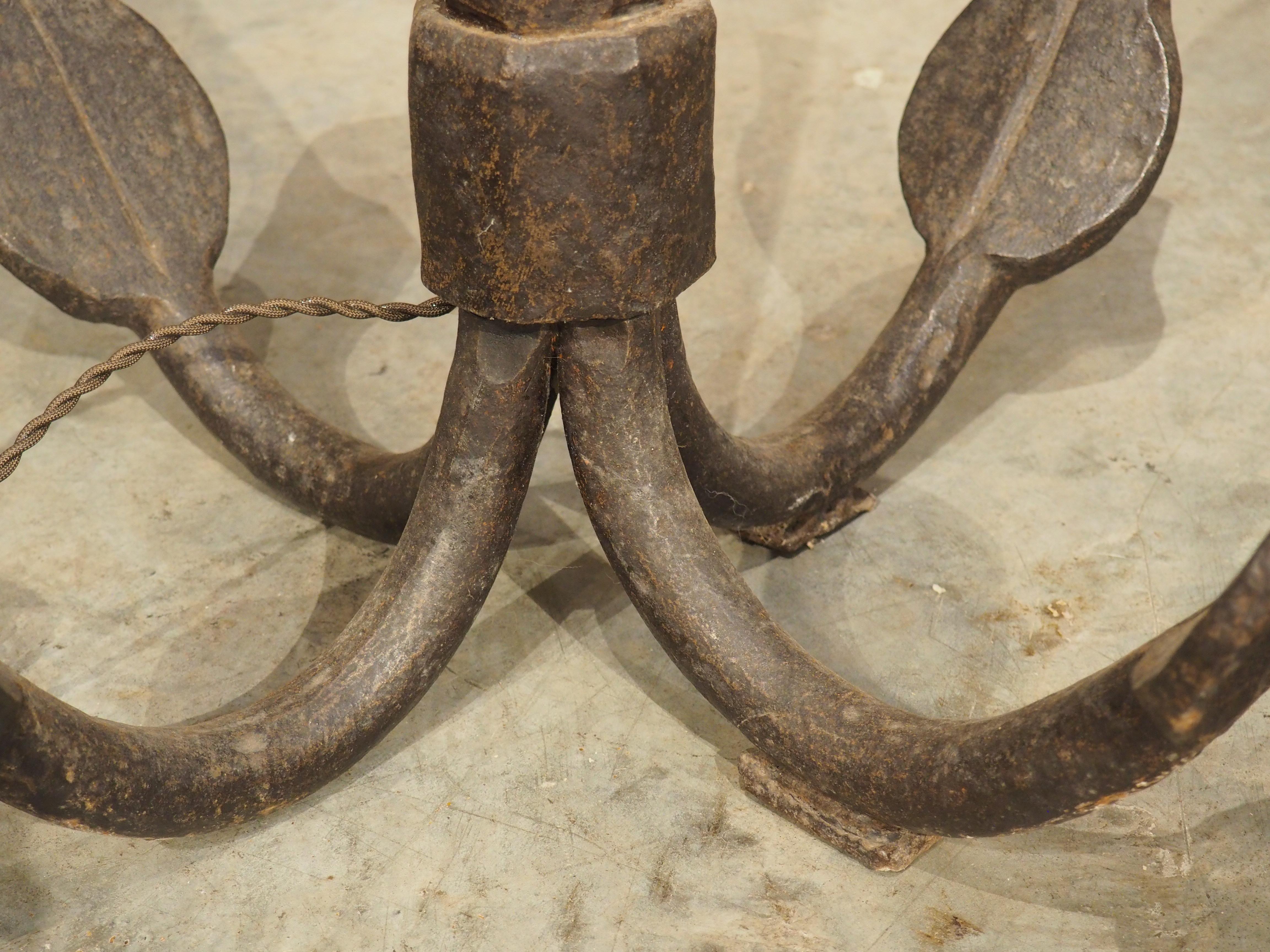 Large Wrought Iron Grapnel Style Boat Anchor Fitted as Lamp, France 19th Century For Sale 8