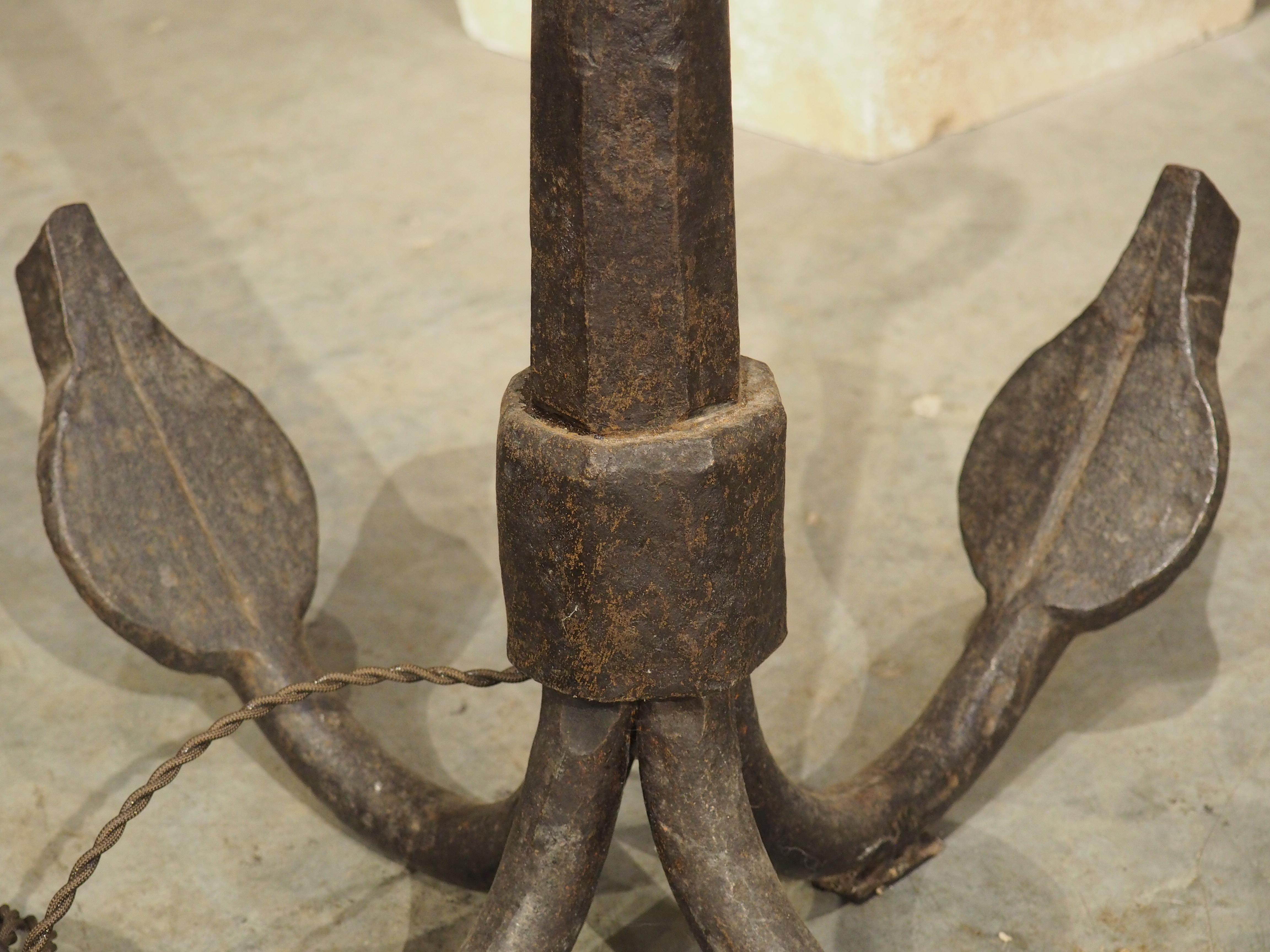 Large Wrought Iron Grapnel Style Boat Anchor Fitted as Lamp, France 19th Century For Sale 9