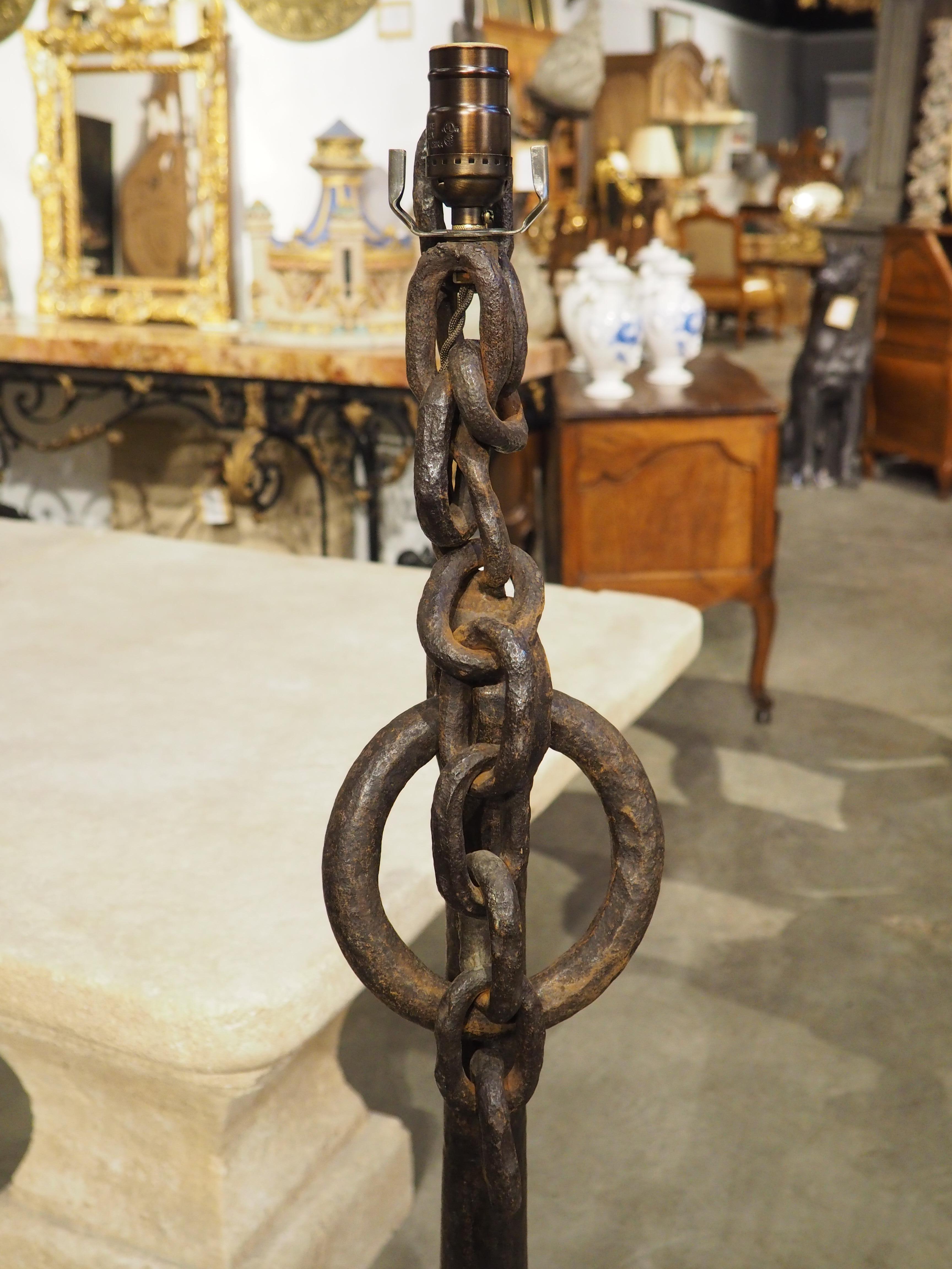 Large Wrought Iron Grapnel Style Boat Anchor Fitted as Lamp, France 19th Century In Good Condition For Sale In Dallas, TX