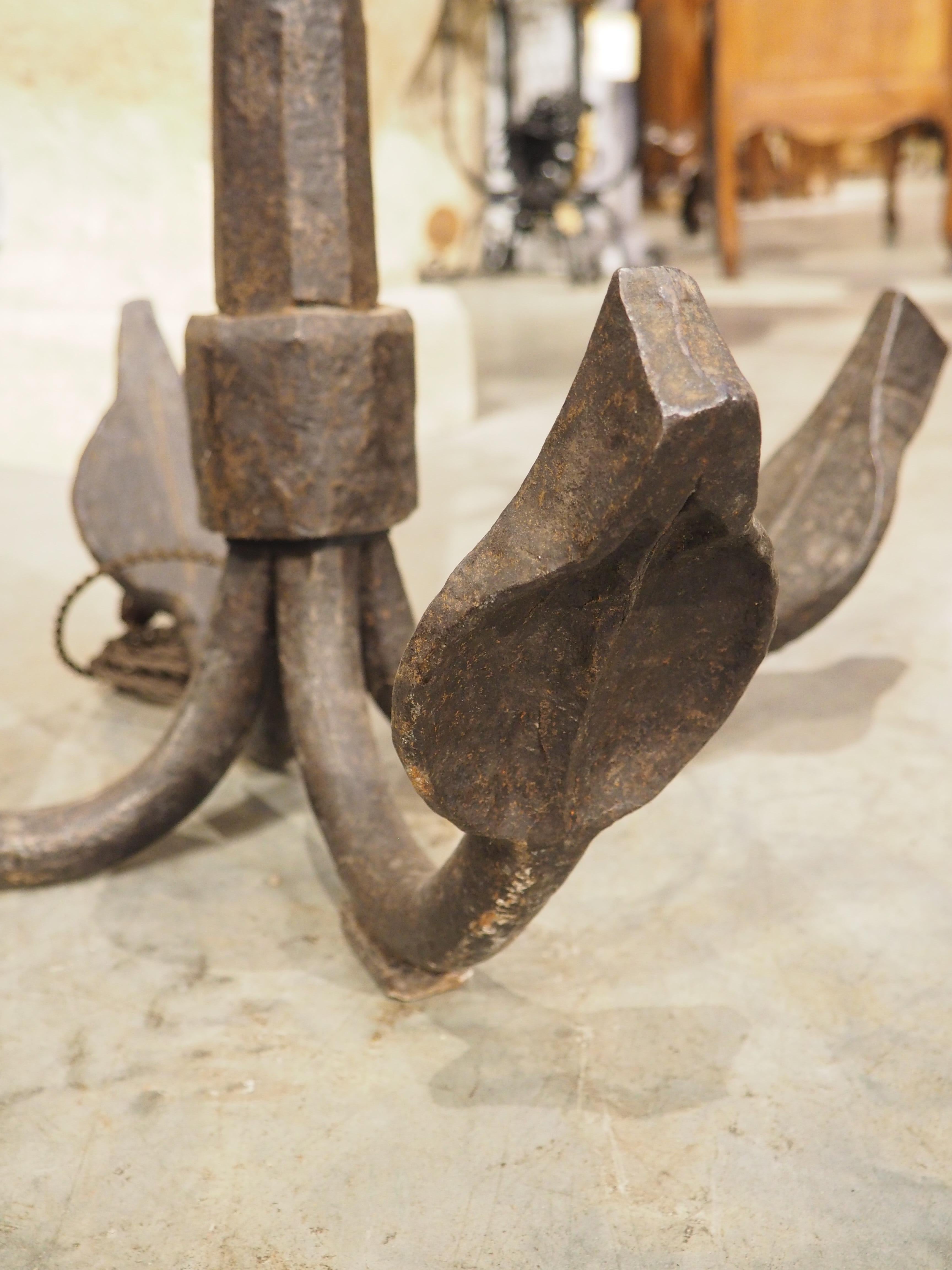 Large Wrought Iron Grapnel Style Boat Anchor Fitted as Lamp, France 19th Century For Sale 3