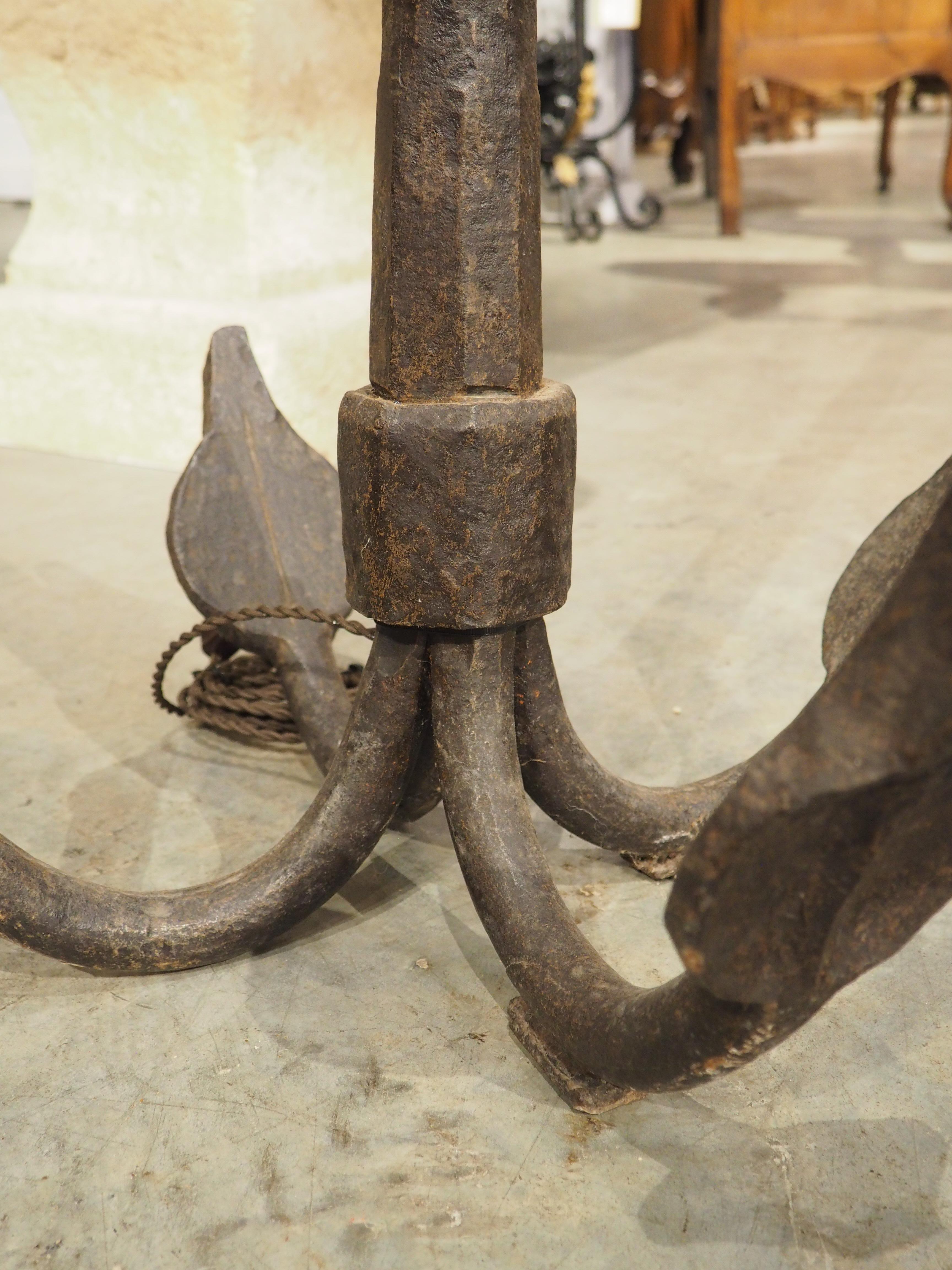 Large Wrought Iron Grapnel Style Boat Anchor Fitted as Lamp, France 19th Century For Sale 4