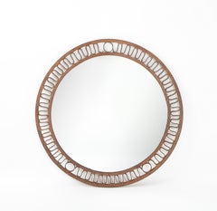 Large Wrought Iron Round Mirror, France 1950's