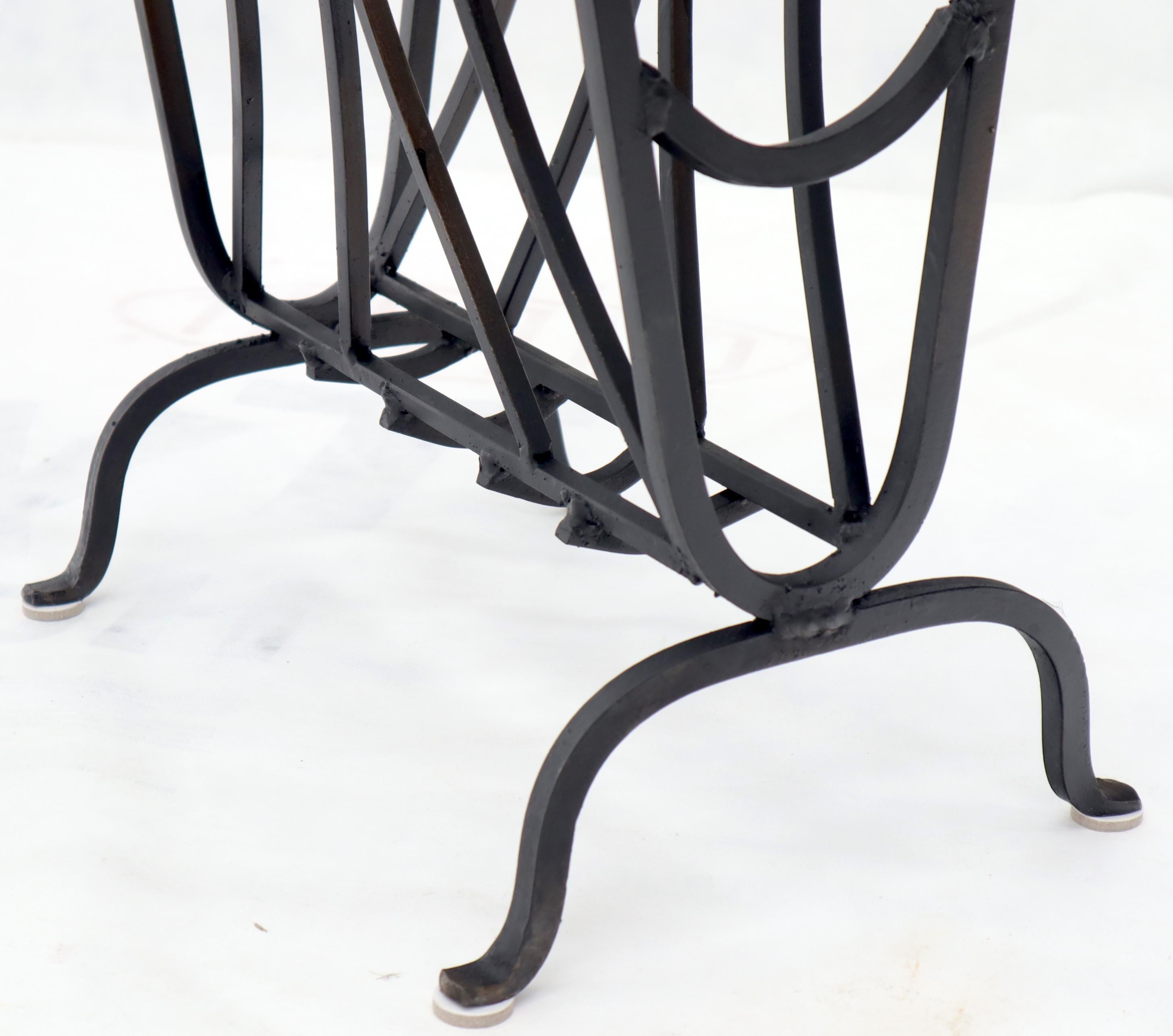 Large Wrought Iron Magazine Stand End Table with Glass Top 1