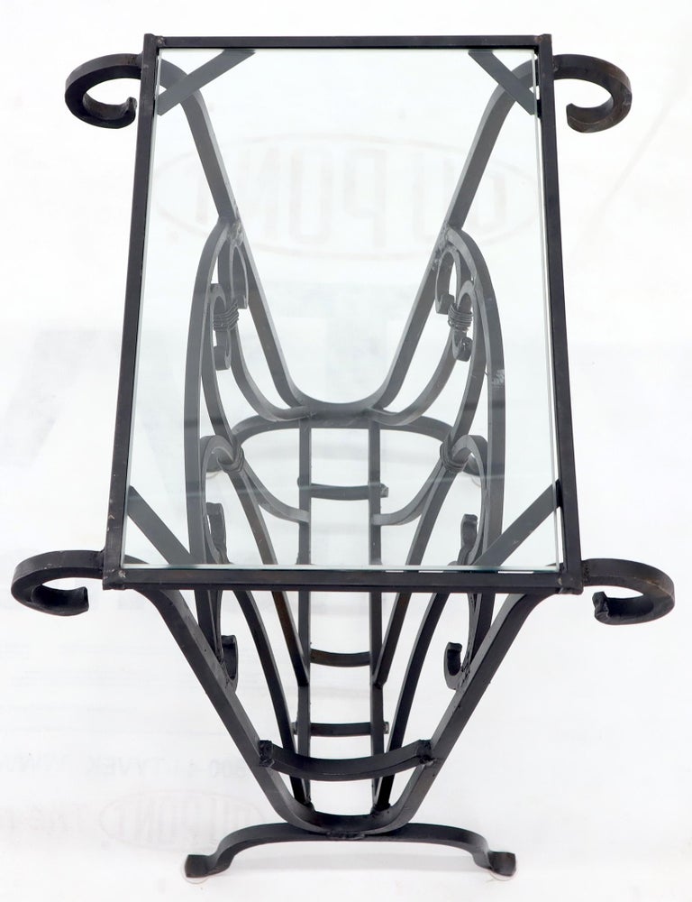 Large Wrought Iron Magazine Stand End Table with Glass Top at 1stDibs