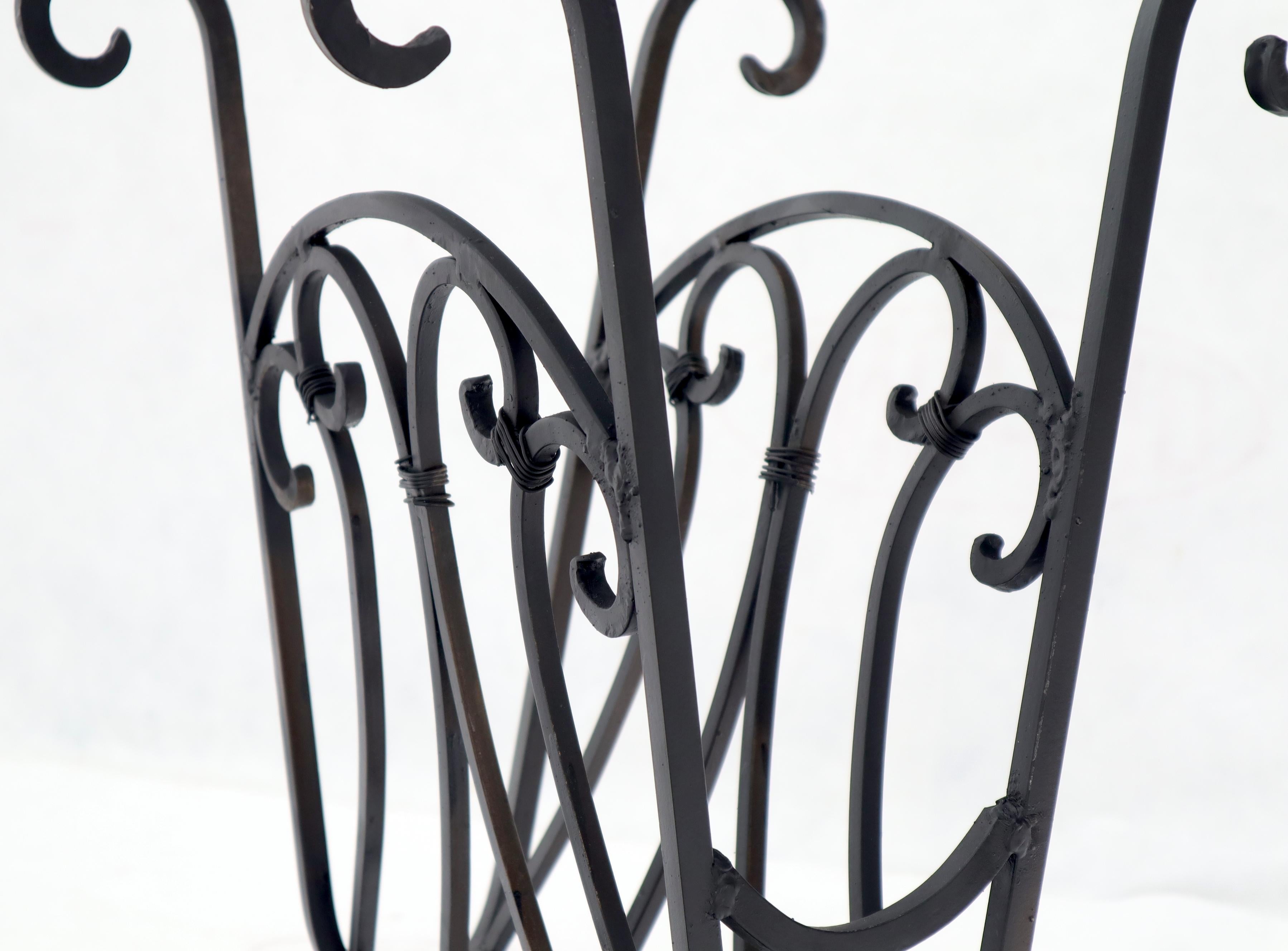 20th Century Large Wrought Iron Magazine Stand End Table with Glass Top