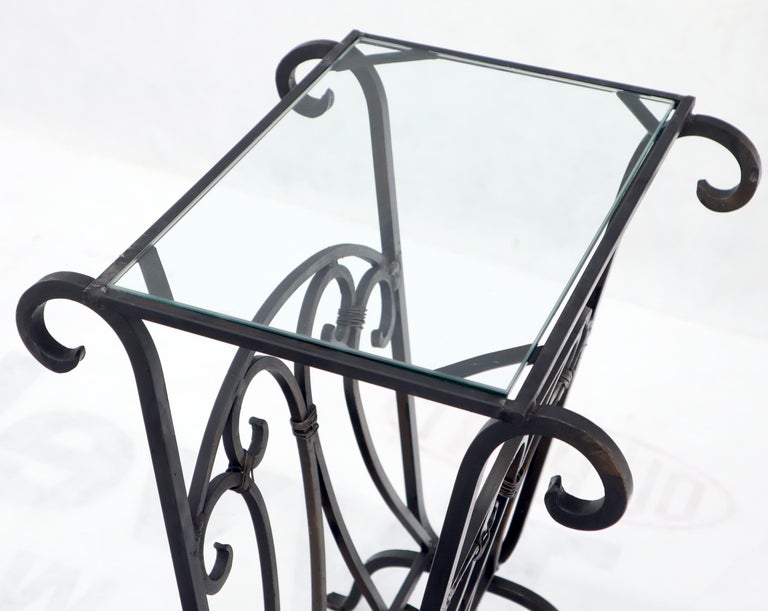 Large Wrought Iron Magazine Stand End Table with Glass Top at 1stDibs