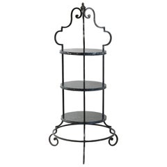 Large Wrought Iron Marble Pâtisserie Stand Ornate Floor Standing French Outdoor