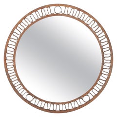 Large Wrought Iron Round Mirror, France 1950's