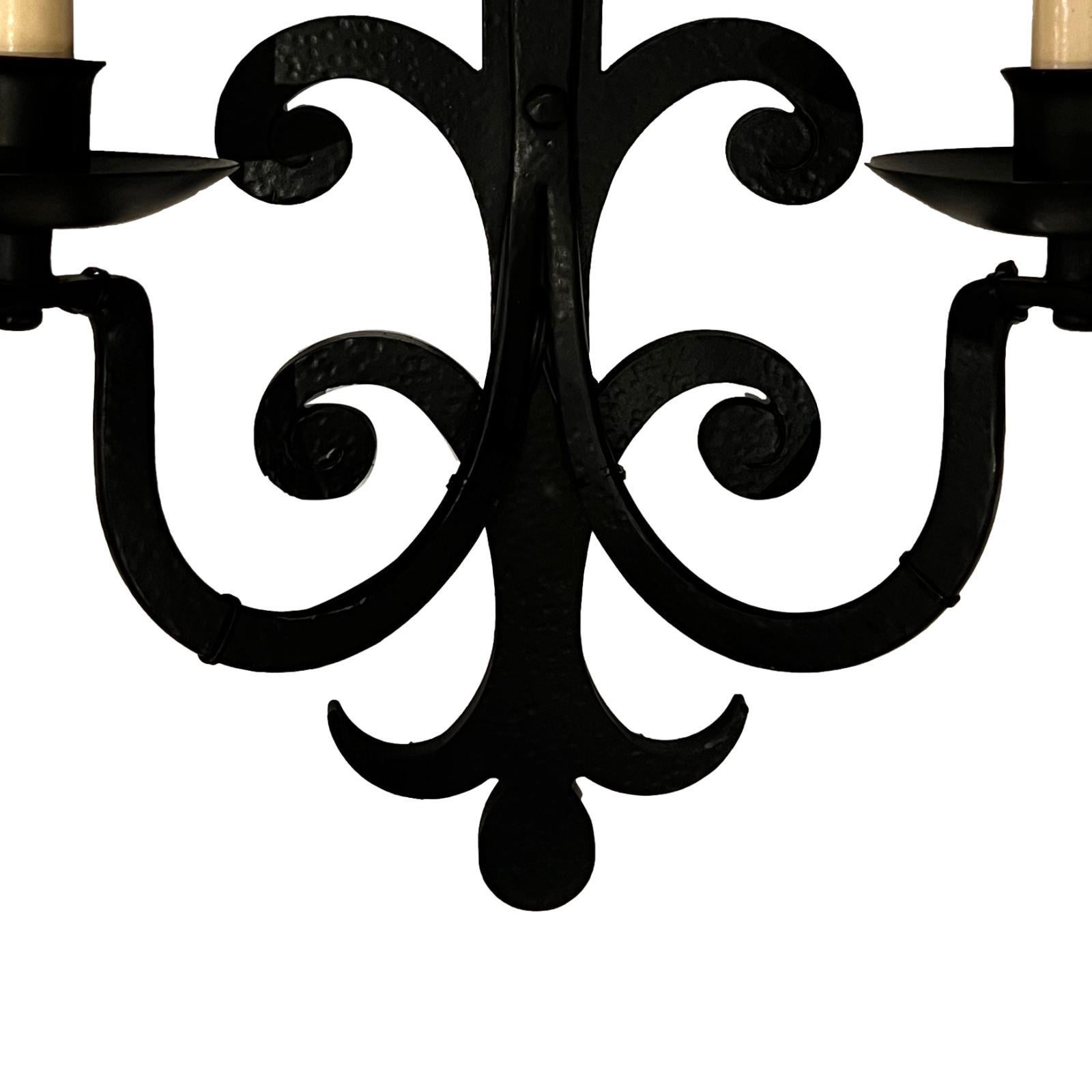 Large Wrought Iron Sconces In Good Condition For Sale In New York, NY