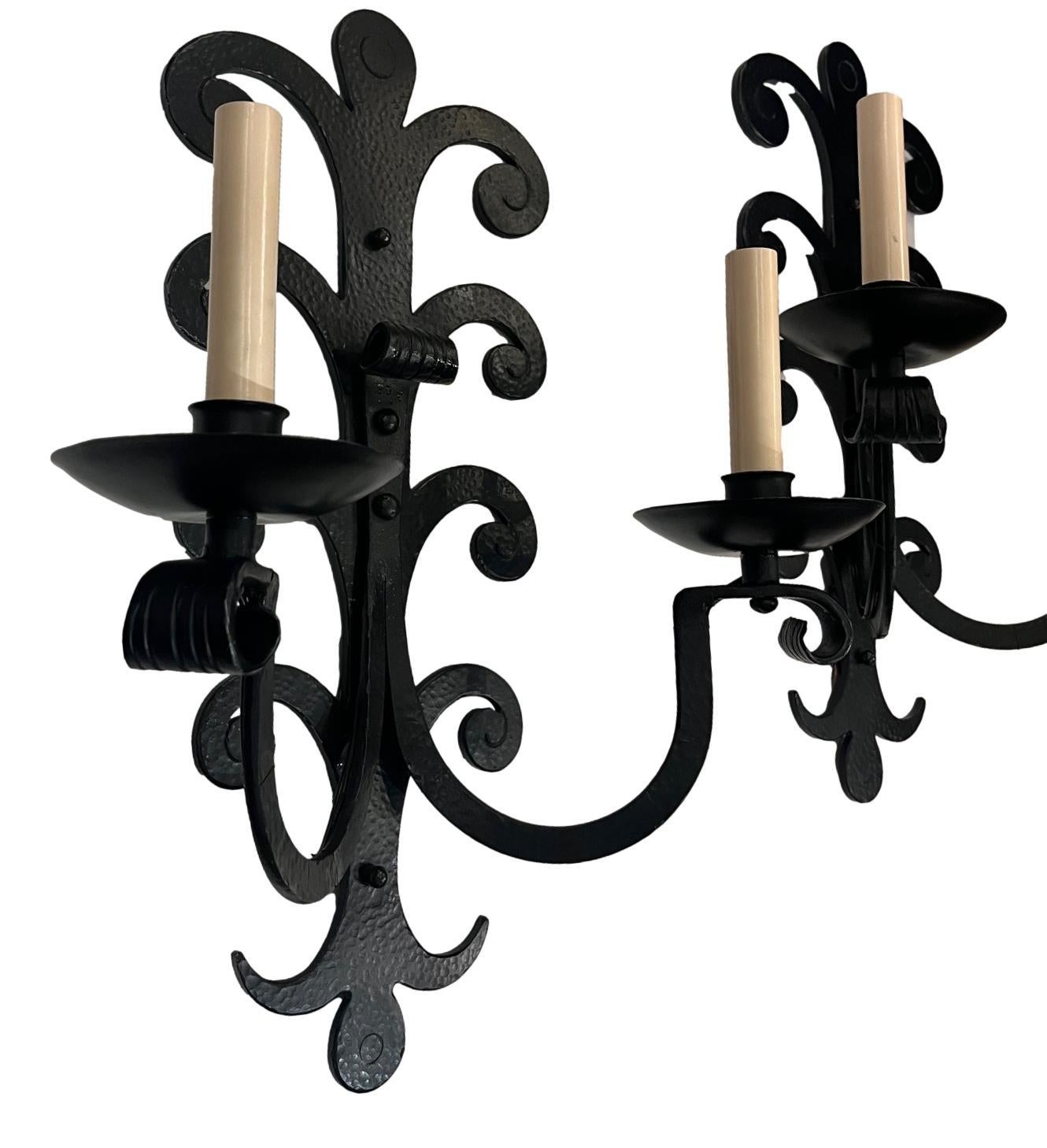 Early 20th Century Large Wrought Iron Sconces For Sale