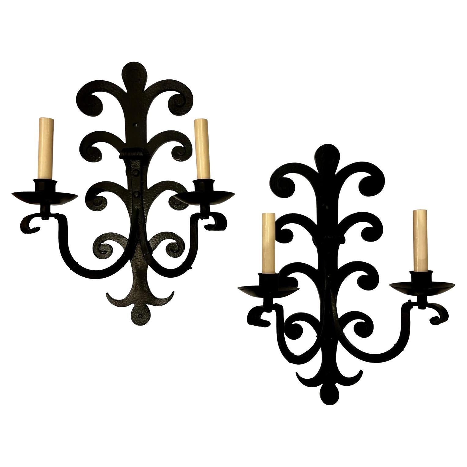 Large Wrought Iron Sconces For Sale