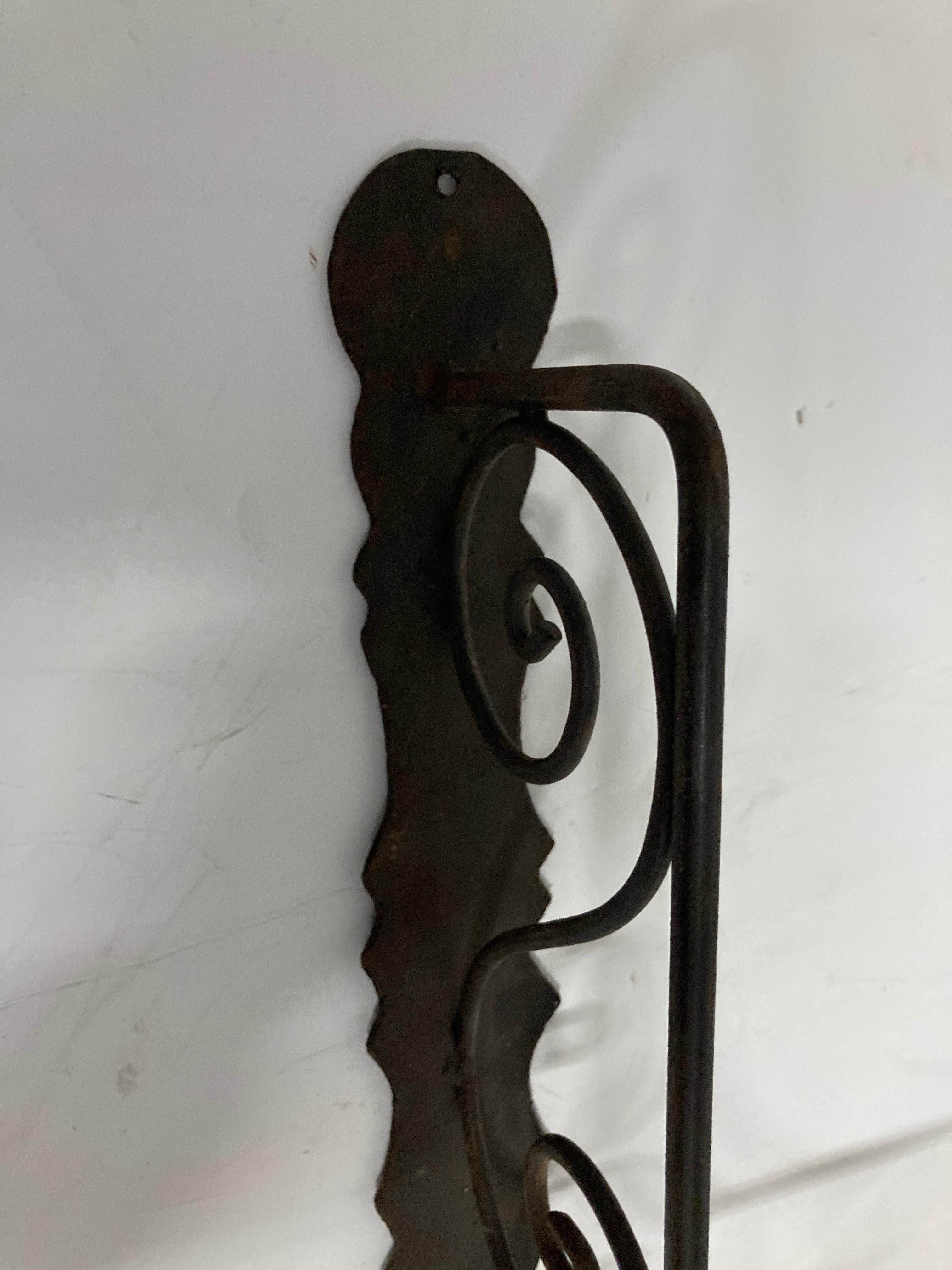 Hand-Crafted Large Wrought Iron Scrolling Wall Mounted Bracket for Lanterns or Signs For Sale