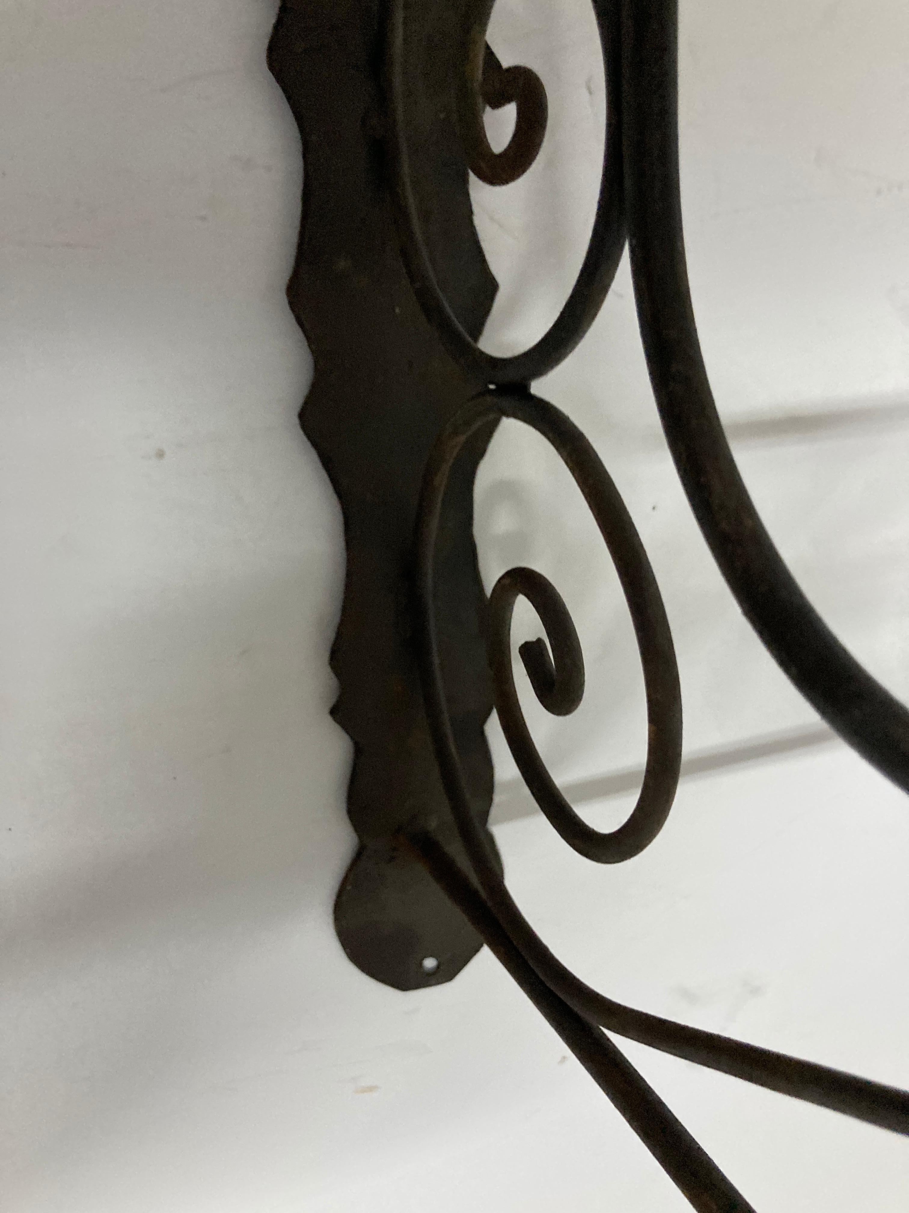 Large Wrought Iron Scrolling Wall Mounted Bracket for Lanterns or Signs In Good Condition For Sale In North Hollywood, CA