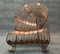 Large Wrought Iron Sculptural Peacock Chair Brutalist Mid-Century Inspired
