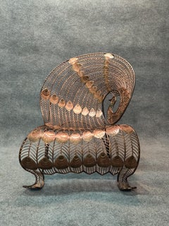 Large Wrought Iron Sculptural Peacock Chair Brutalist Mid-Century Inspired
