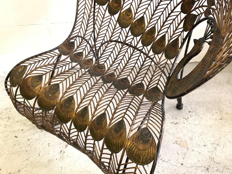 Large Wrought Iron Sculptural Peacock Chair at 1stDibs