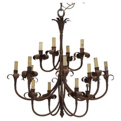 Large Wrought Iron Sixteen Light Chandelier