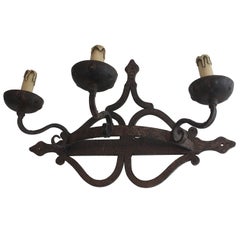 Large Wrought Iron Wall Sconce, French, circa 1950