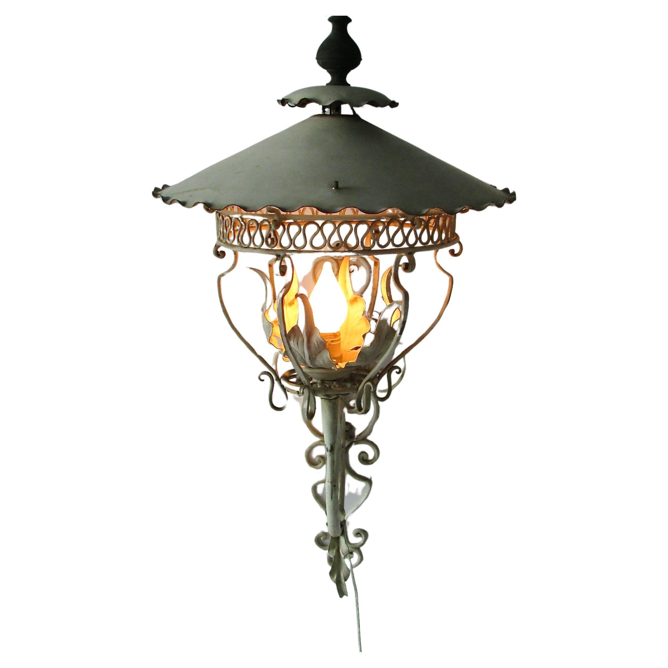 Large Wrought Iron Wall Sconce in Old Paint 