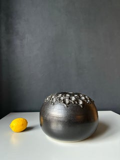 Large Würtz Rustic Anthracite Stoneware Vase, 1970s