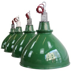 Vintage Large WW2 Munitions Factory Pendant Lights by Thorlux