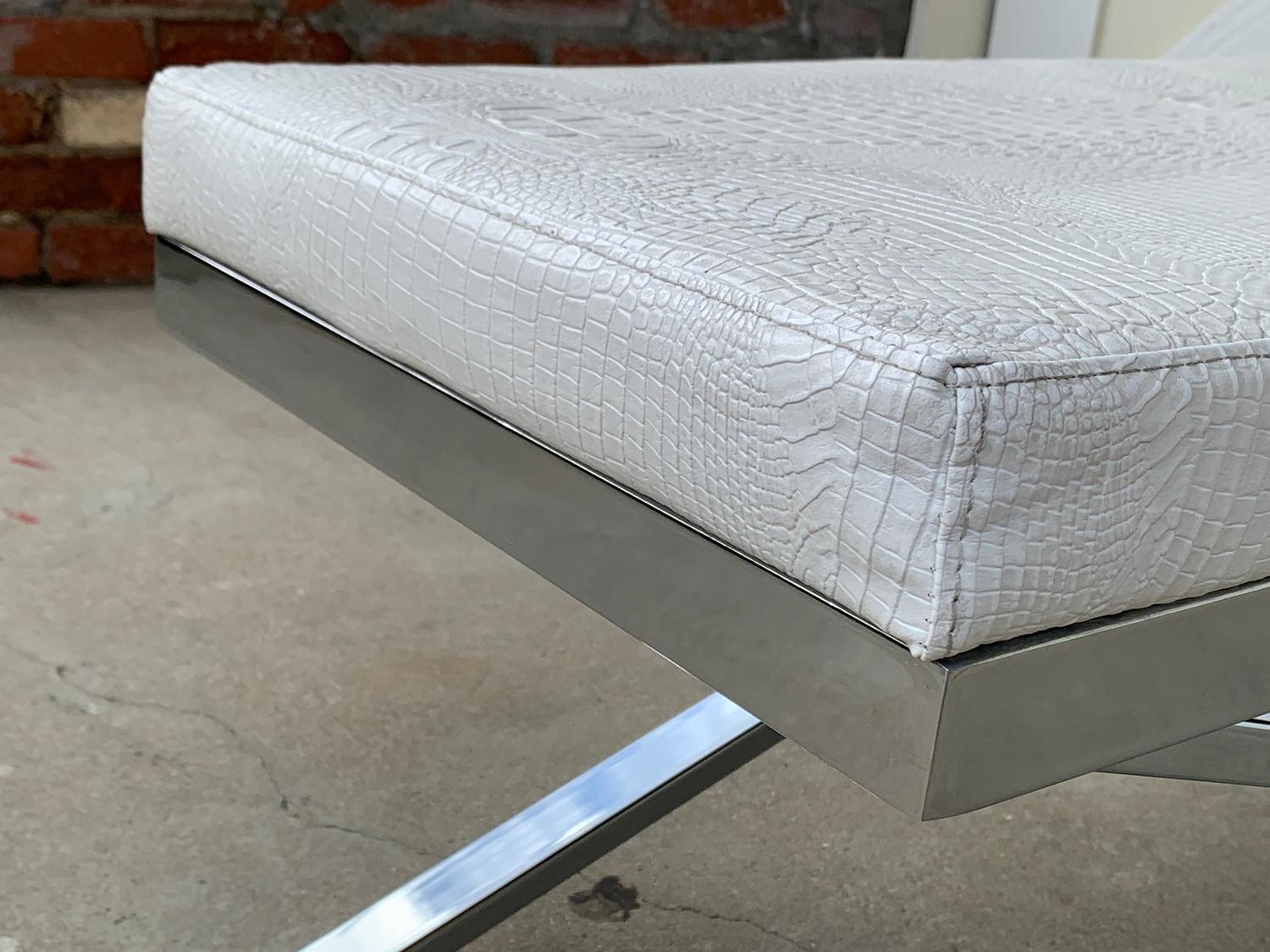 Large X Frame Bench with Faux Crocodile Upholstery 8