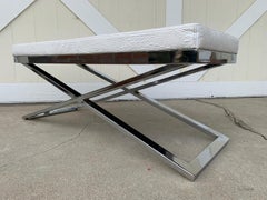 Large X Frame Bench with Faux Crocodile Upholstery