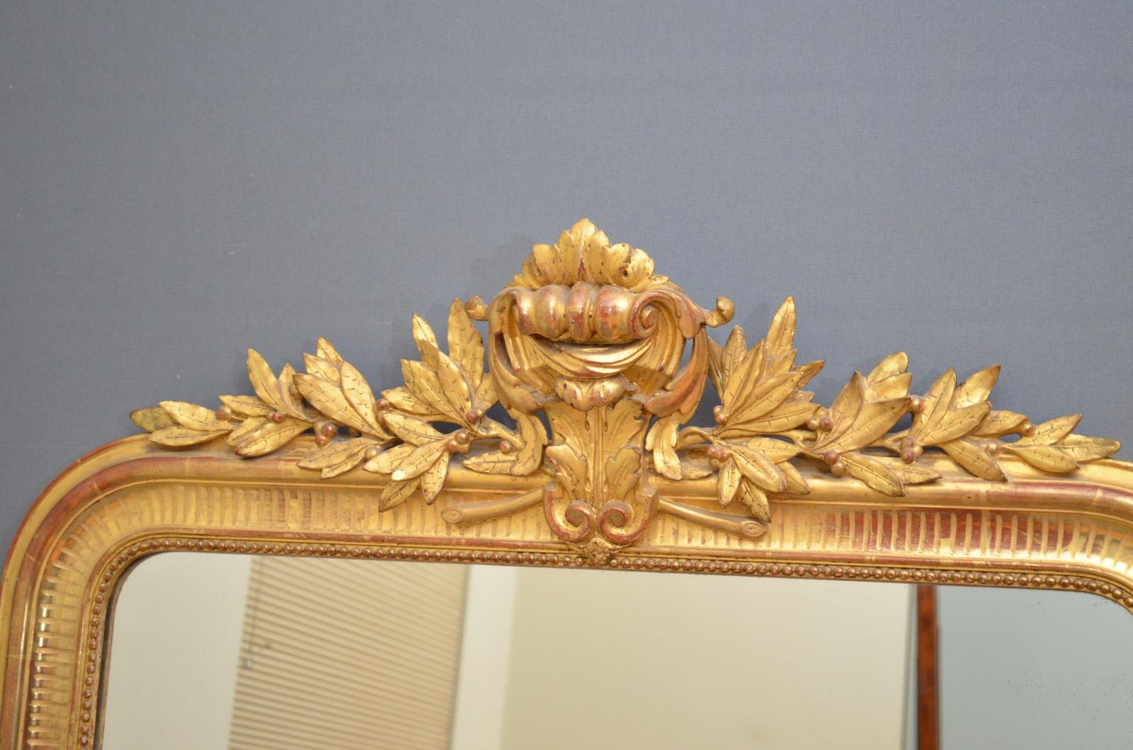 19th Century Large Xixth Century French Giltwood Mirror
