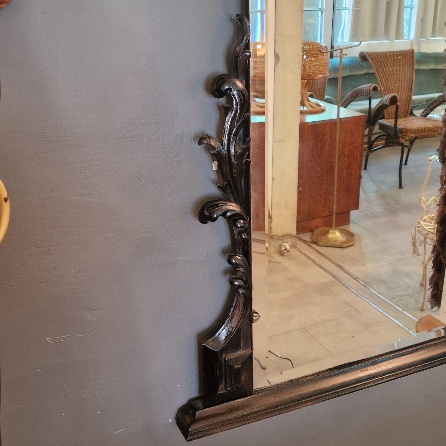 Wood Large XIXth « dragon » mirror For Sale