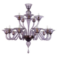 Large XL Simplicissimus Chandelier 10+5 Arms Wisteria Murano Glass by Multiforme
