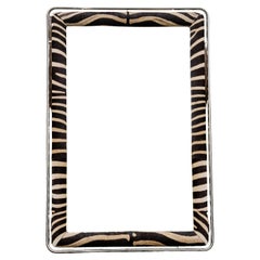 Espejo grande XL de tubo de acero con piel de cebra