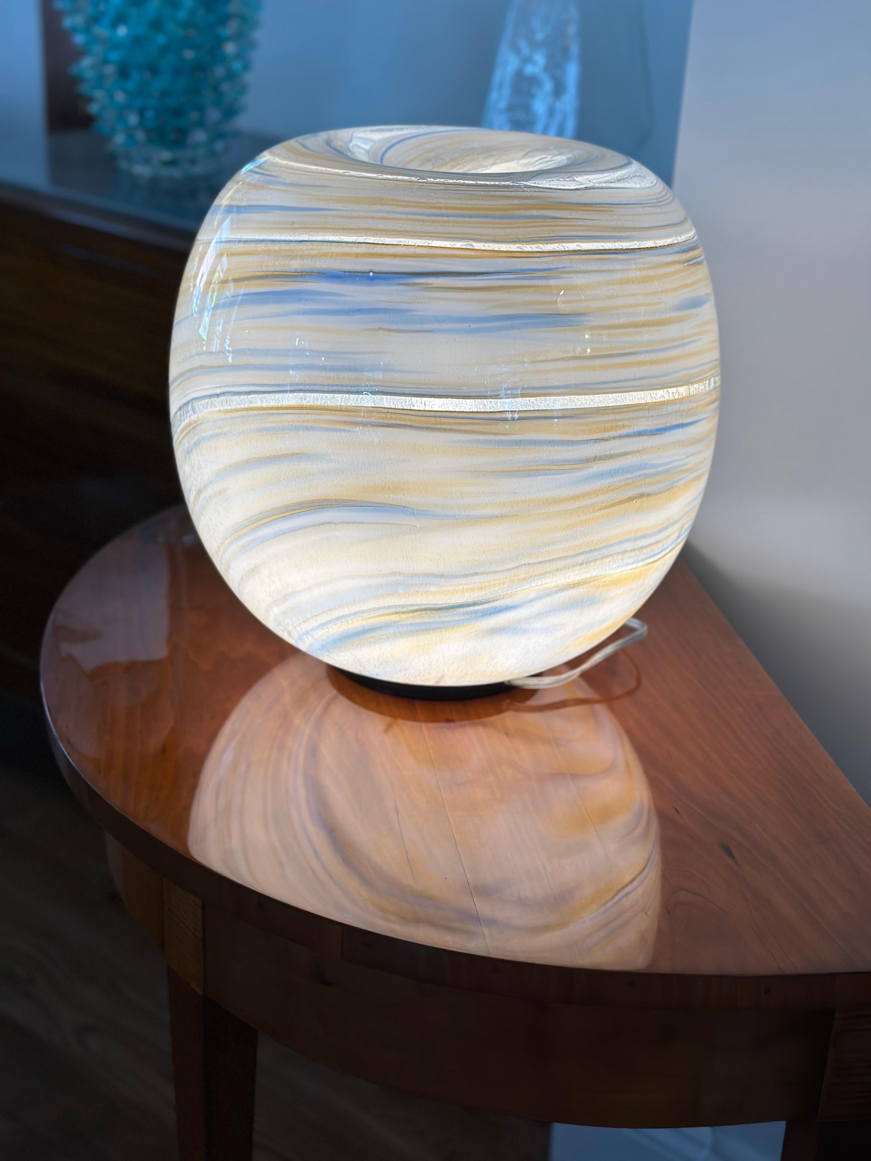 Late 20th Century Large XX Century Murano Swirl Blown Table Lamp For Sale