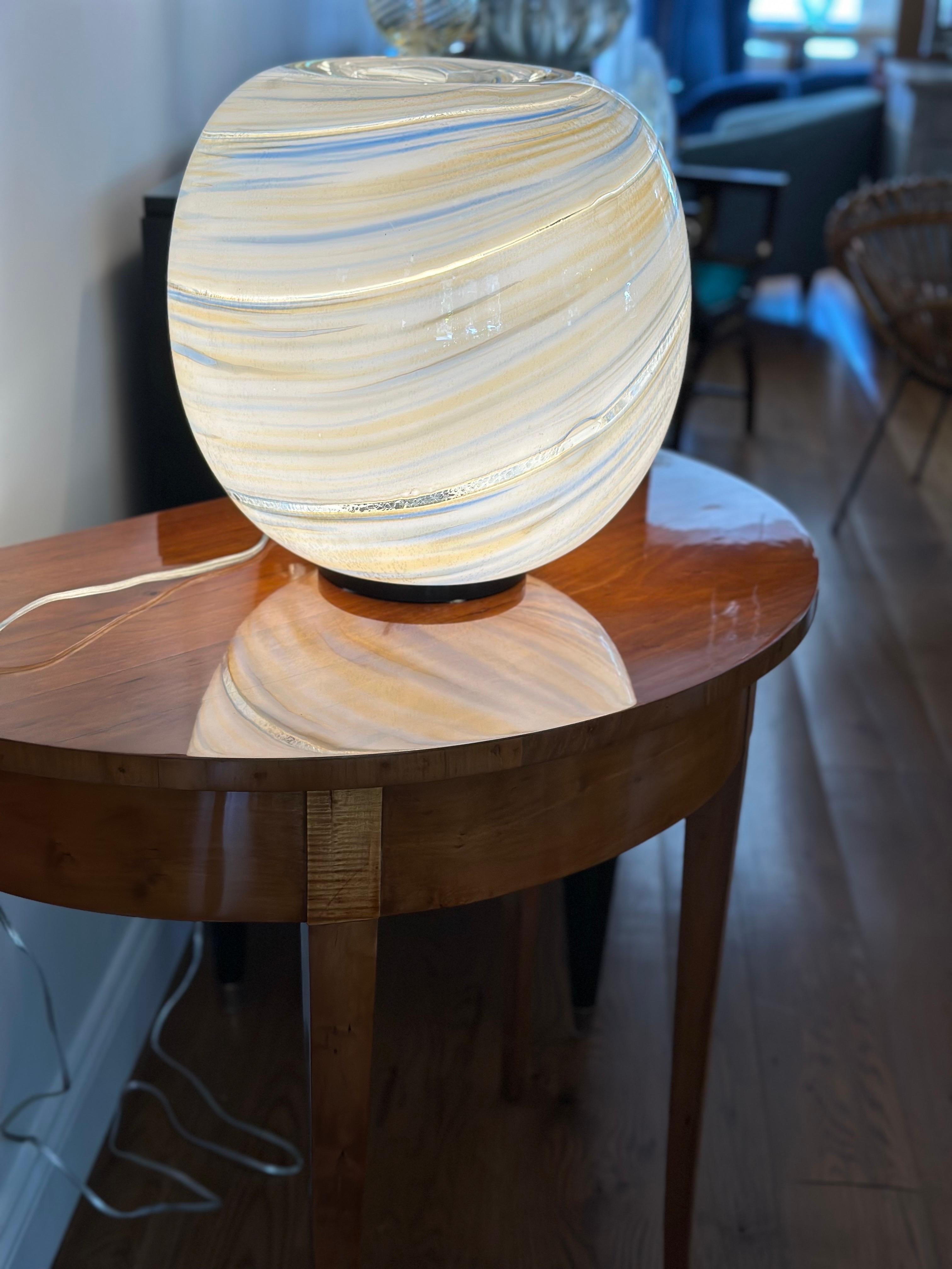 Blown Glass Large XX Century Murano Swirl Blown Table Lamp For Sale